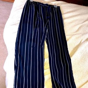 Striped navy blue flowing pants